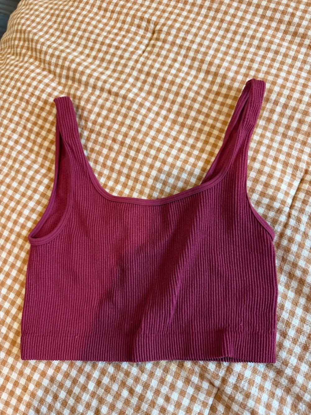 Cotton On Ribbed Scoop Crop Tank - Plum
